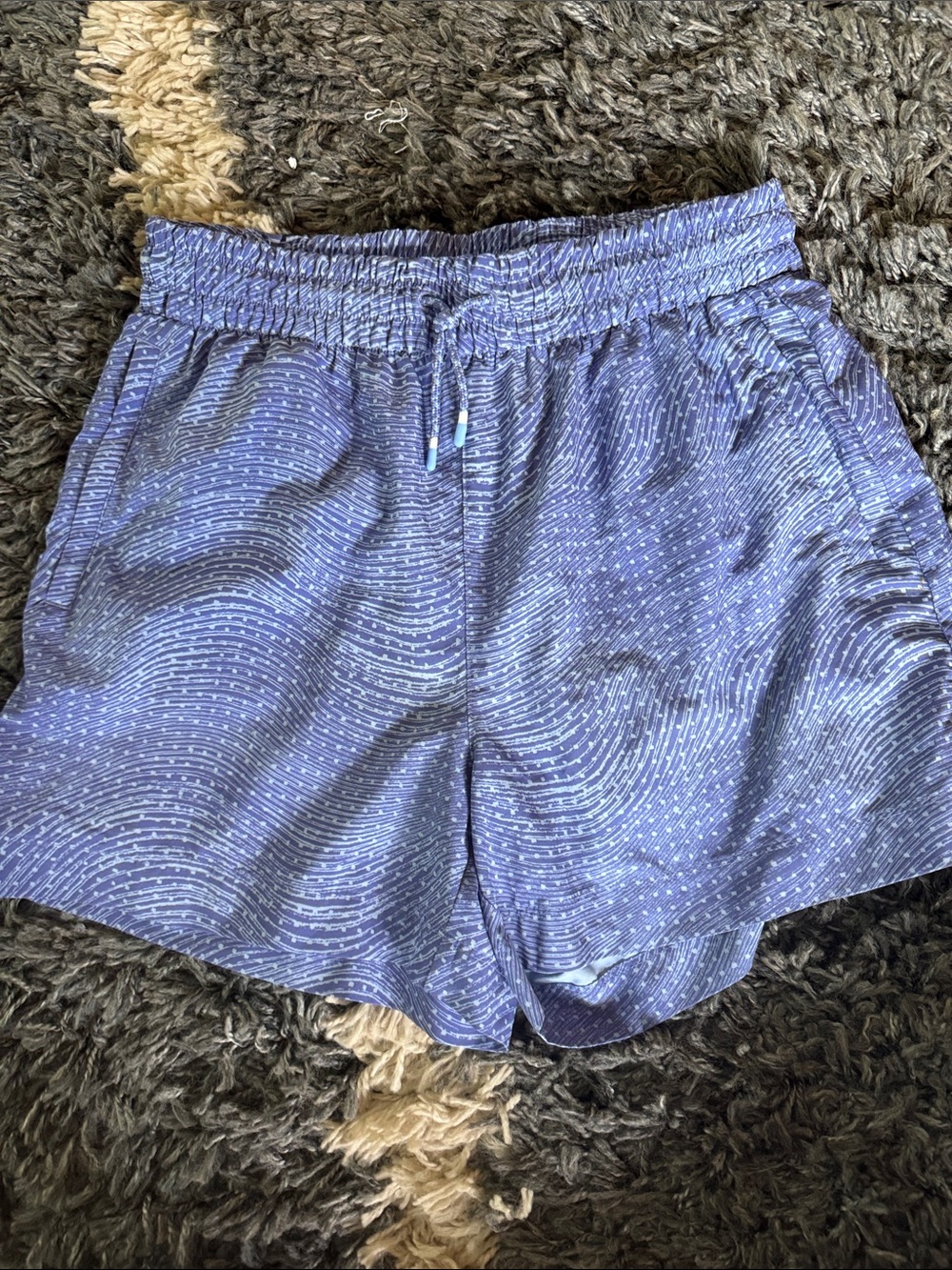 Athleta Girl Lavender Wave-Print Elastic Waist Shorts